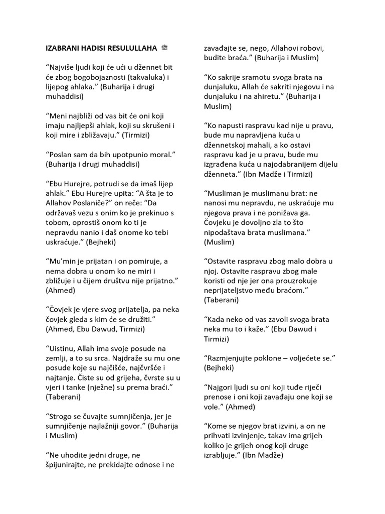 Izabrani Hadisi Resulullaha | PDF
