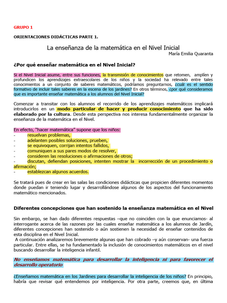 Enseñanza de Matemáticas en Jardines | PDF | Educación de la primera ...