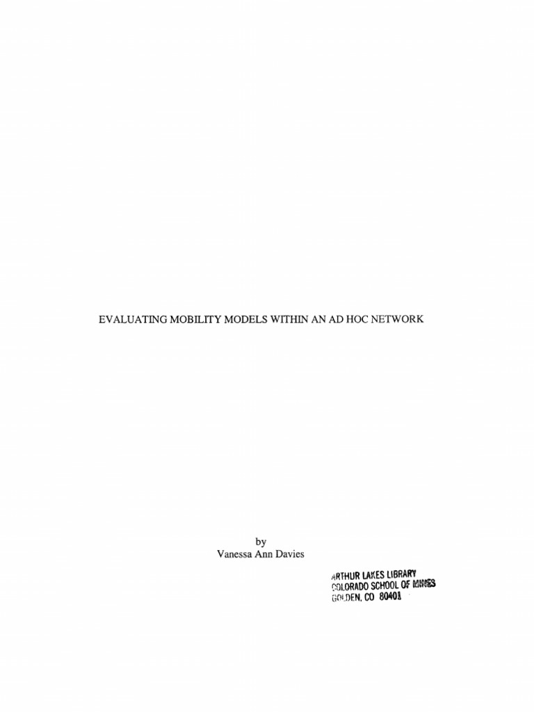 Evaluating Mobility Models Within An Ad Hoc Network | PDF | Wireless Ad ...
