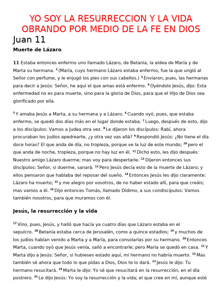Yo Soy La Resurreccion y La Vida | PDF | Jesús | Creencia religiosa y ...