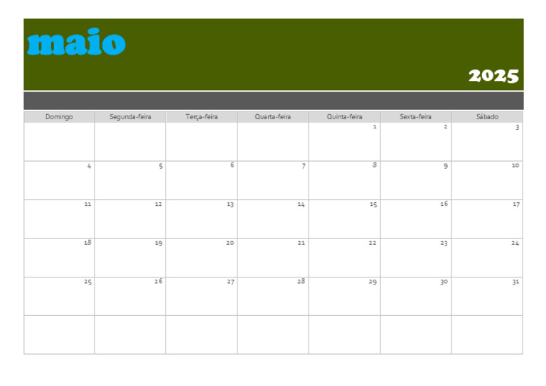 Calendário de Maio 2025 | PDF