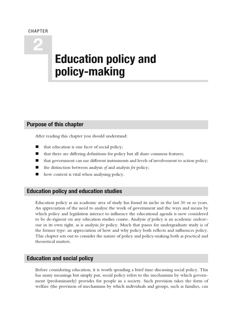 Understanding Education Policy Making | PDF | Policy | Social ...