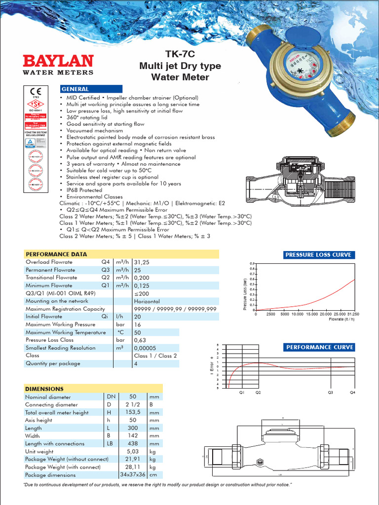 Baylan Multi Jet Water Meter Overview | PDF | Equipment | Mechanical ...