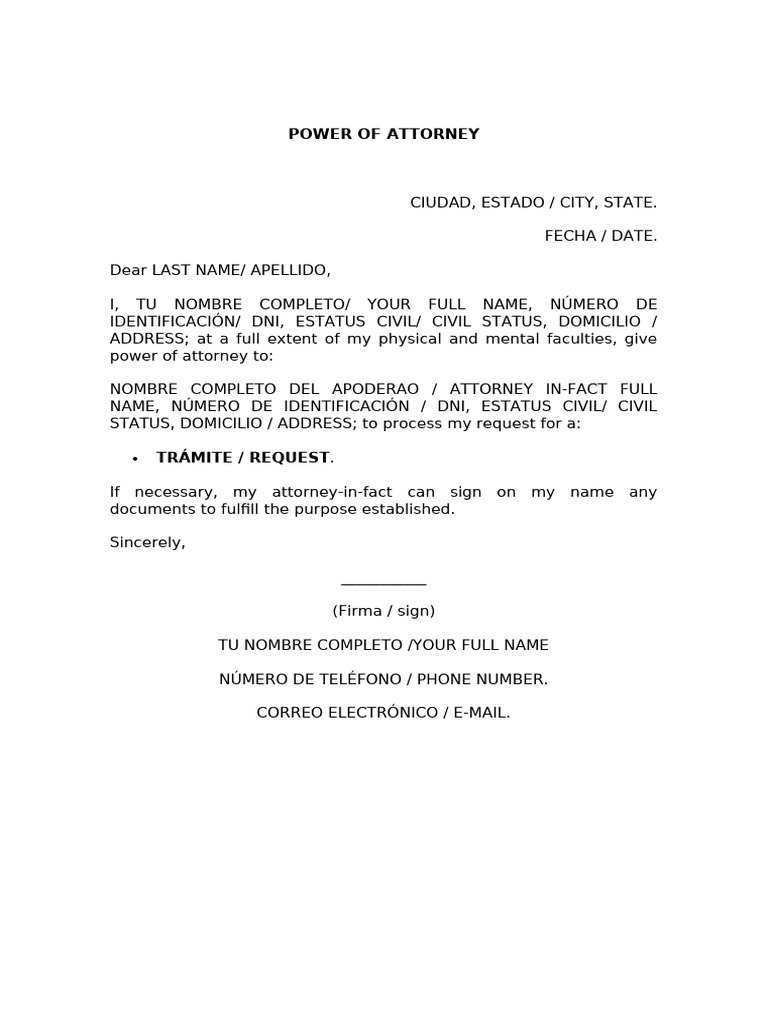 Ejemplo de Carta Poder Simple | PDF