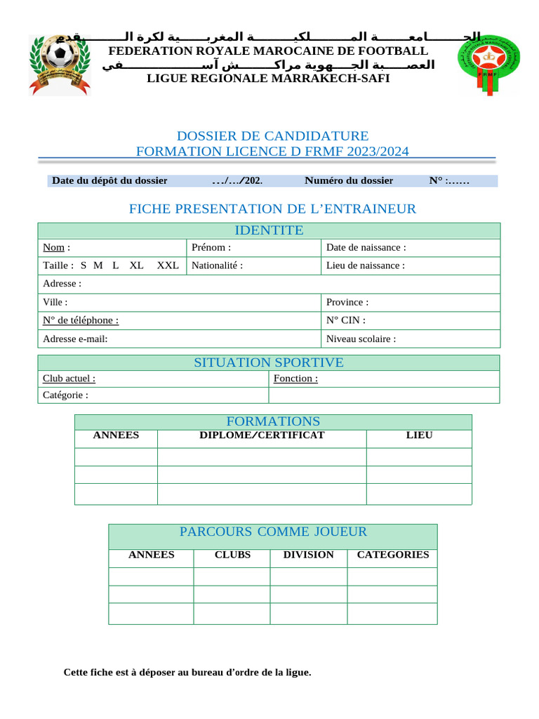 Dossier de candidature Licence D FRMF | PDF | Sports et loisirs