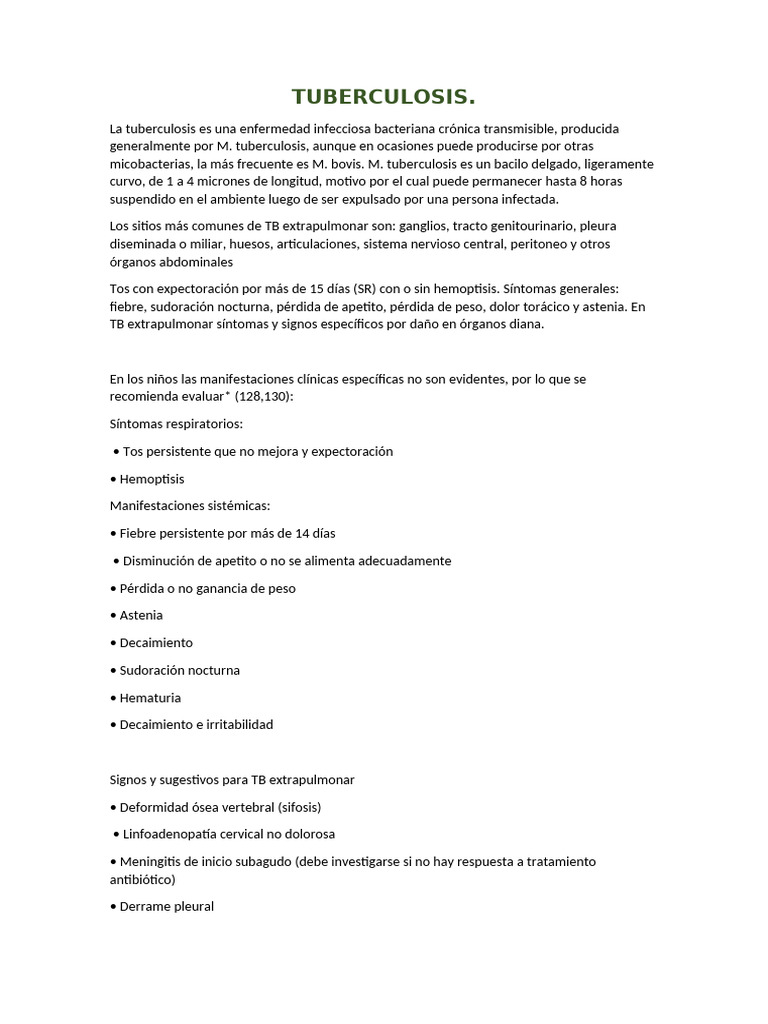 TUBERCULOSIS | PDF | Tuberculosis | Medicina