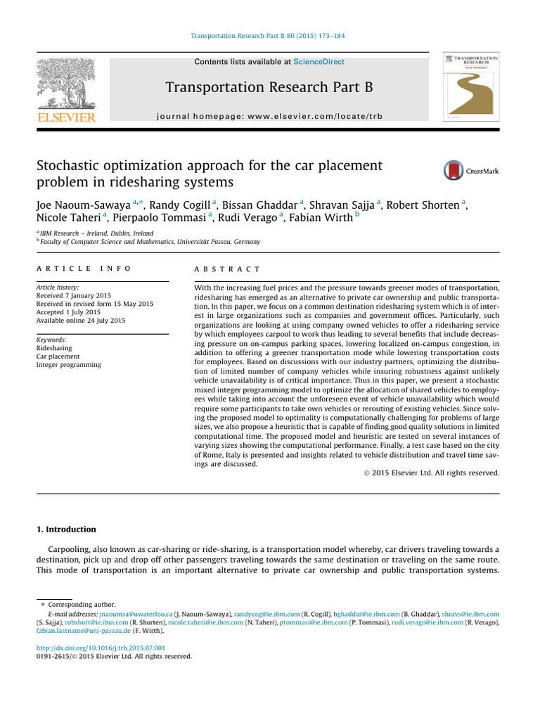 Stochastic Car Placement in Ridesharing | PDF | Mathematical ...