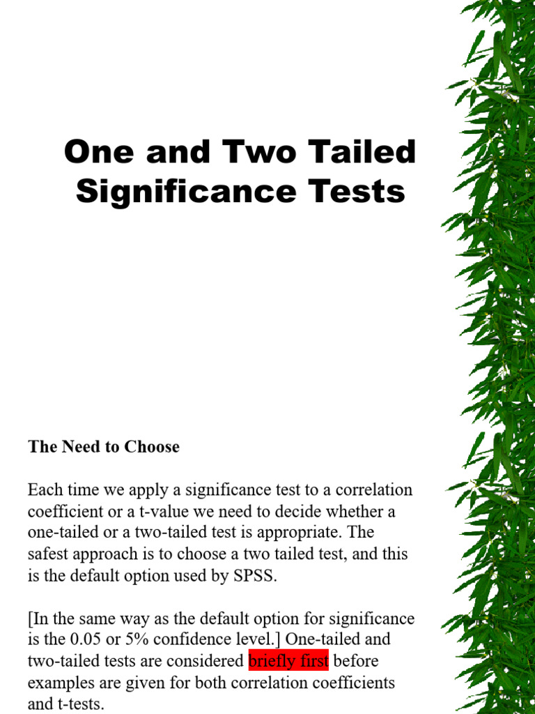 Session 8 One & Two Tailed Significance Tests | PDF | Student's T Test ...