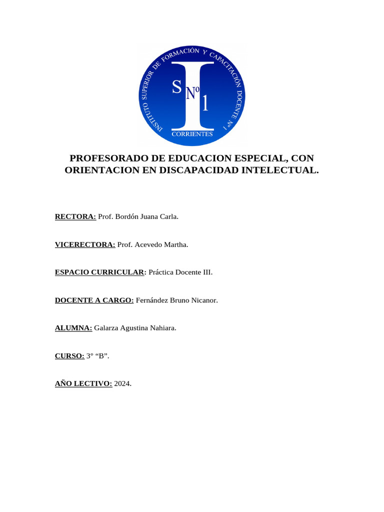 Práctica Docente III en Educación Especial | PDF | Enseñando | Invalidez