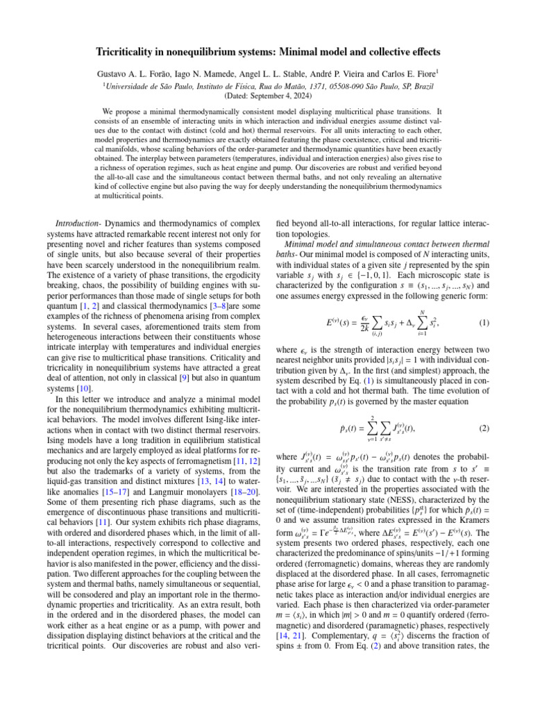 Tricriticality in Nonequilibrium Systems | PDF | Non Equilibrium ...