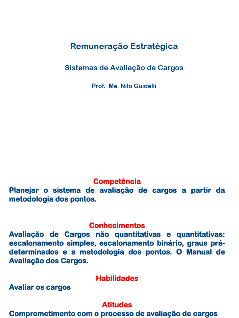 Métodos de Avaliação de Cargos e Salários | PDF | Física | Contabilidade