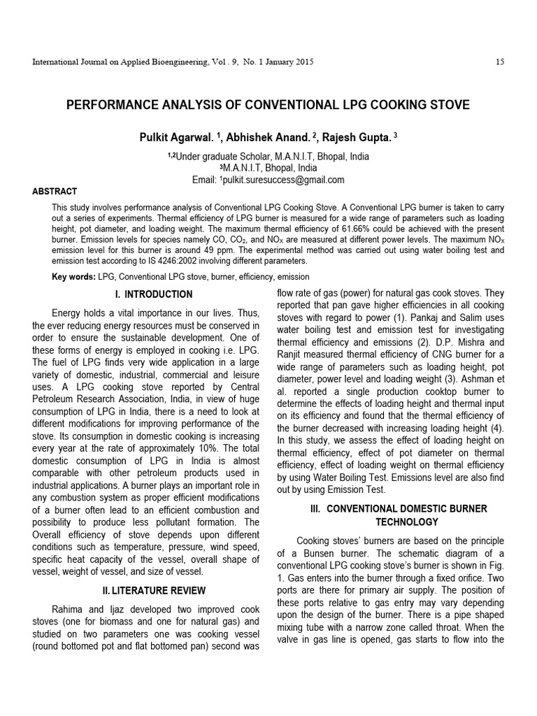 Performance Analysis of Conventional LPG | PDF | Exhaust Gas ...