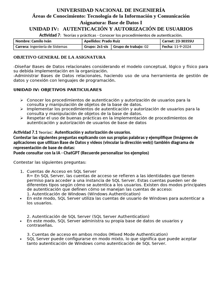 Autenticación y Autorización en SQL Server | PDF | Servidor SQL de ...