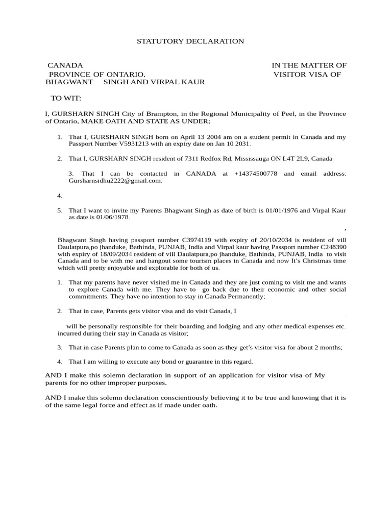 Letter For Canada | PDF | Social Science