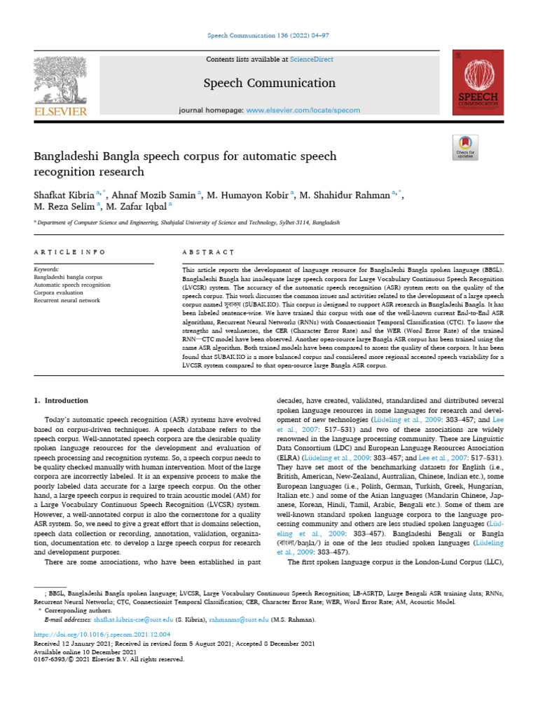 Bangladeshi Bangla Speech Corpus For Automatic Speech Recognition ...