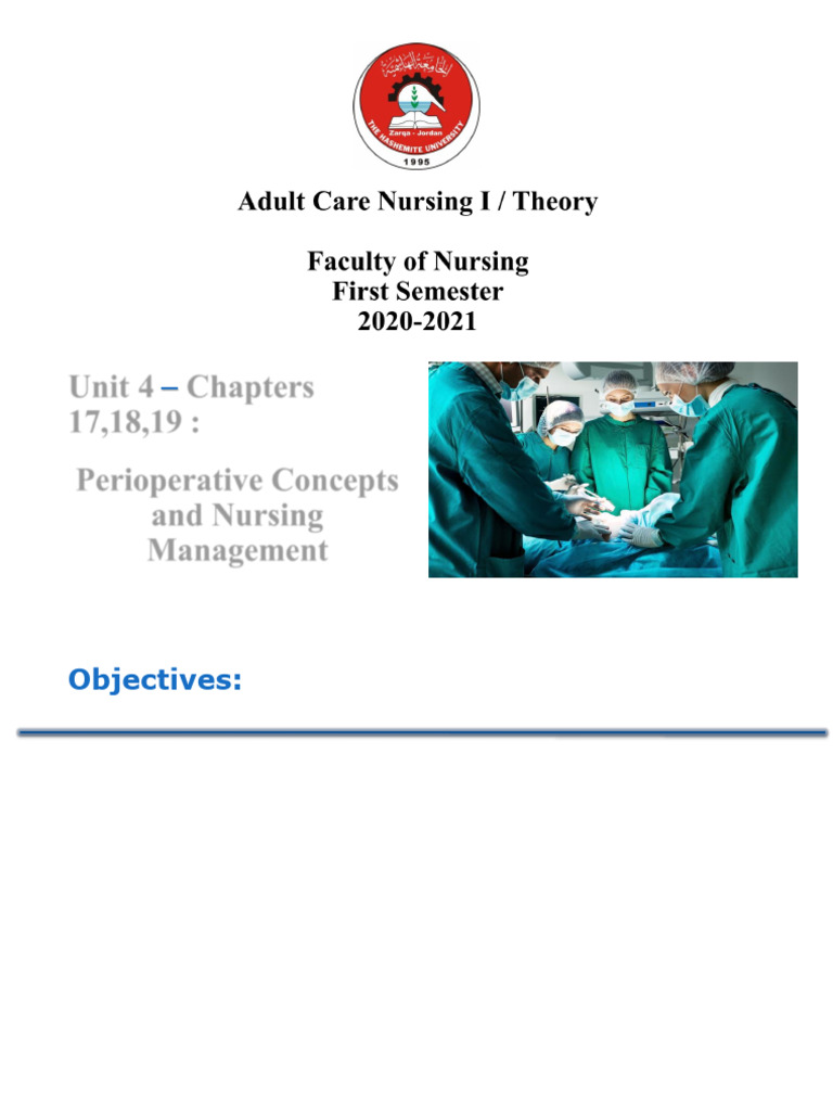 Lecture 3 4 Preoperative Intraoperative Postoperative Nursing