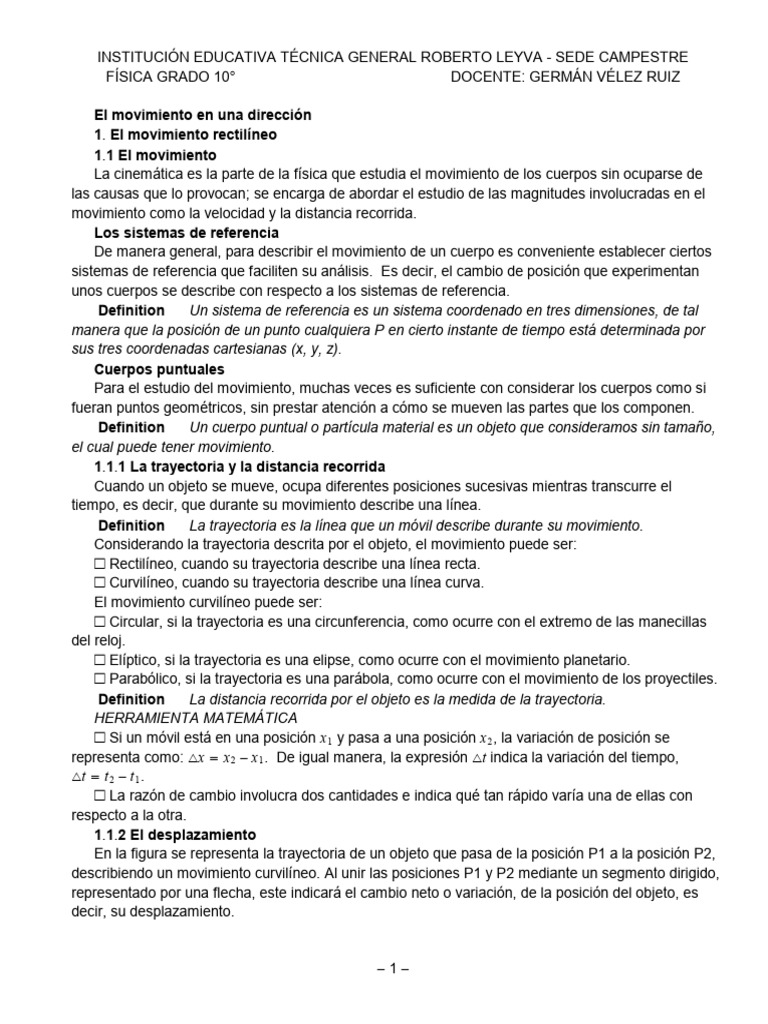 Movimiento Rectilíneo en Física | PDF | Velocidad | Velocidad