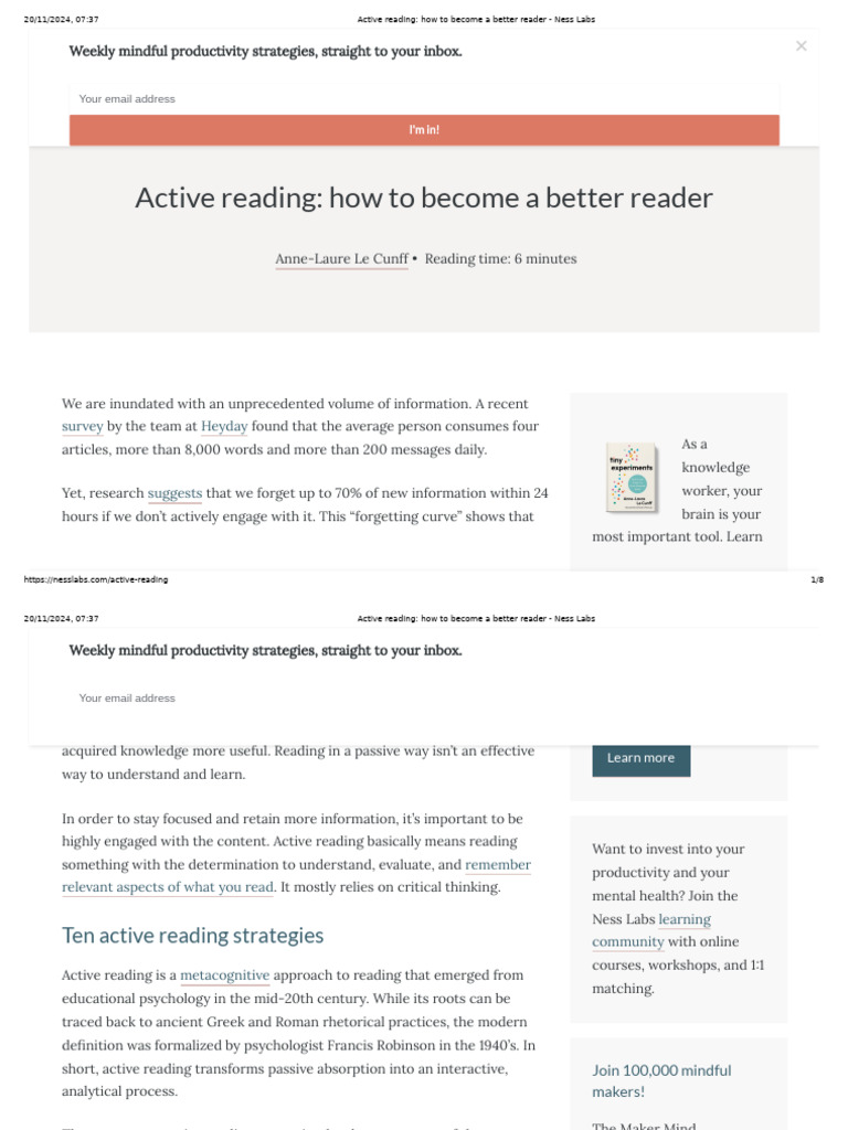Active Reading How To Become A Better Reader Ness Labs Pdf