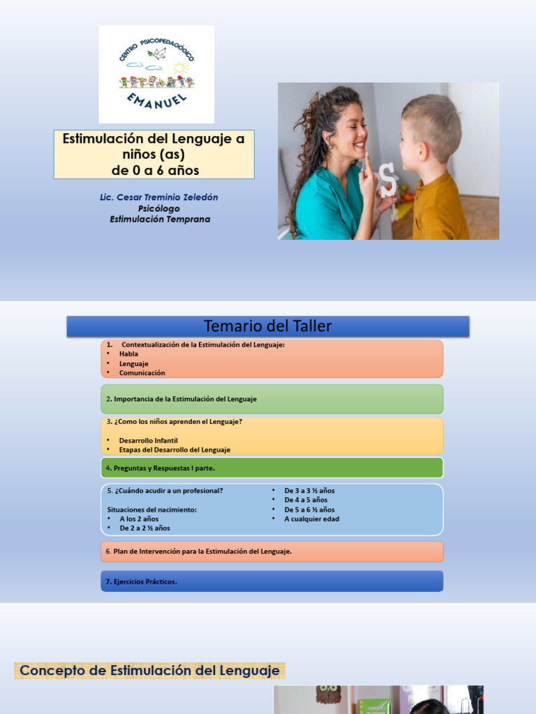 Taller de Estimulación del Lenguaje Infantil | PDF | Aquisición de ...