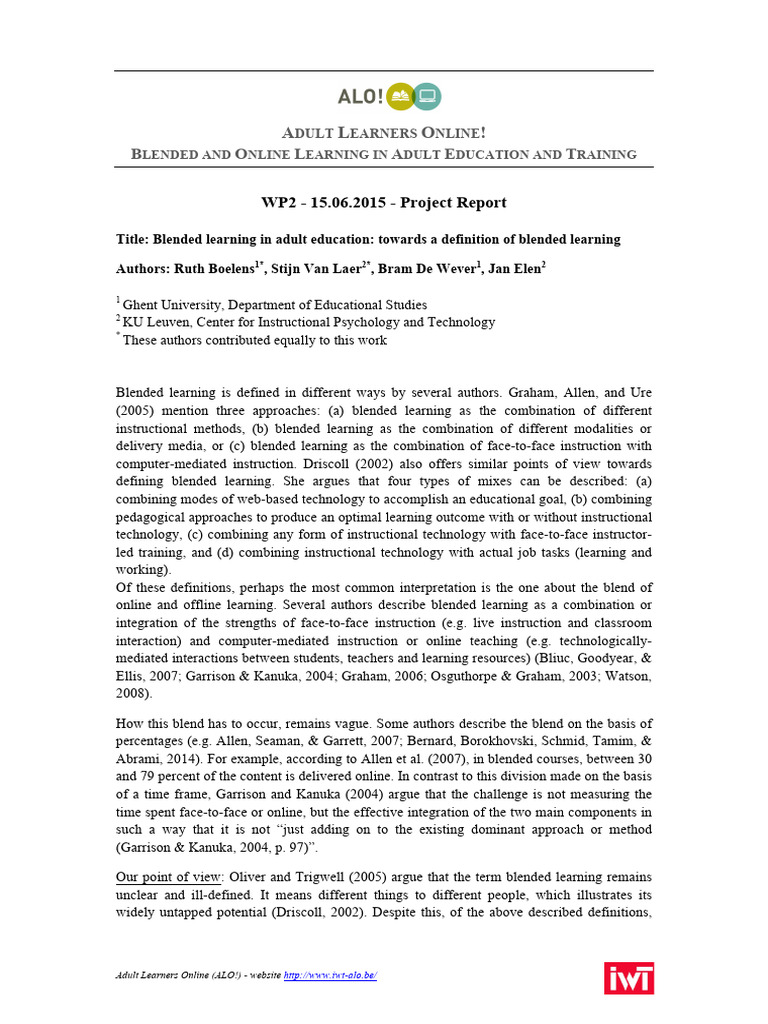 01 Project Report Blended Learning in Adult Education Towards A ...