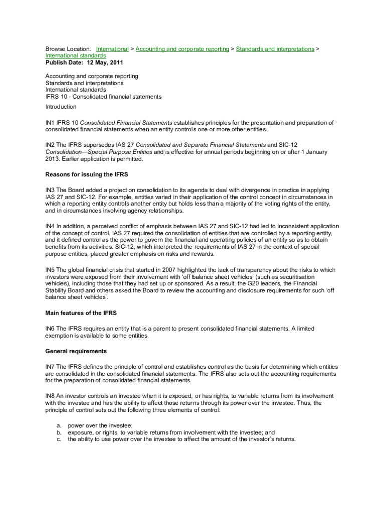 Abridged IFRS 10 | PDF | International Financial Reporting Standards ...