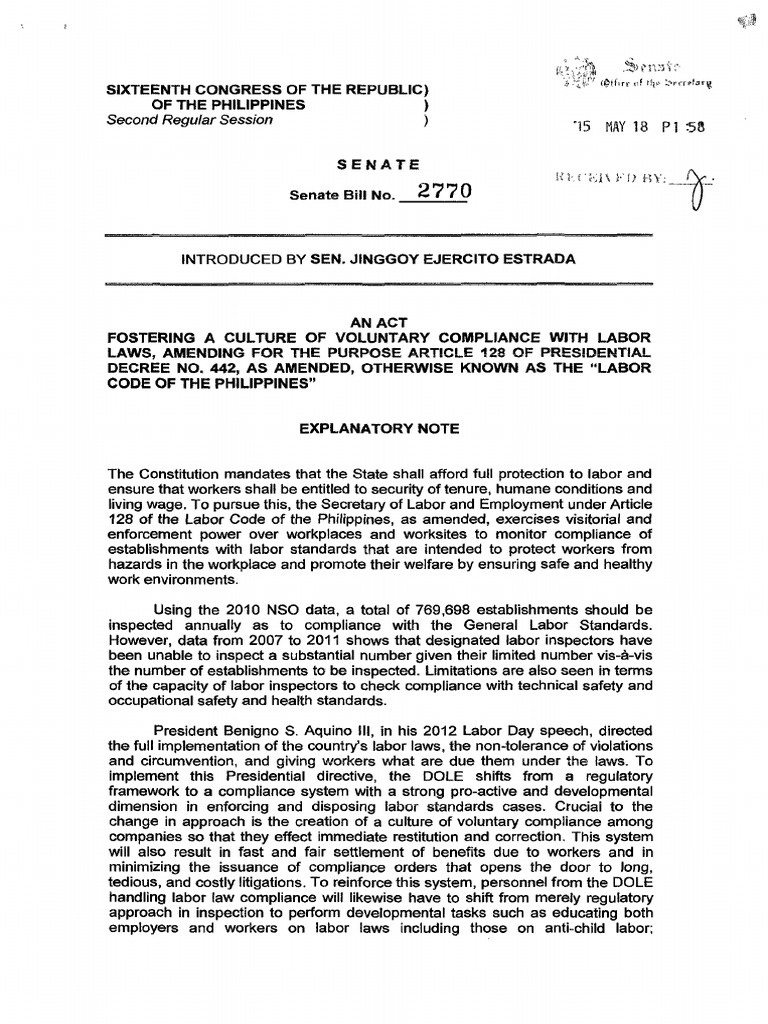 Senate bill no 2770 labor code 128 pdf labour law employment