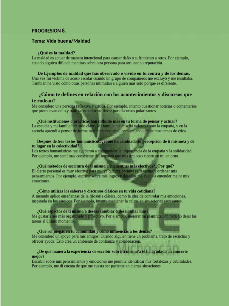 Progresion 8 | PDF | Felicidad | Justicia
