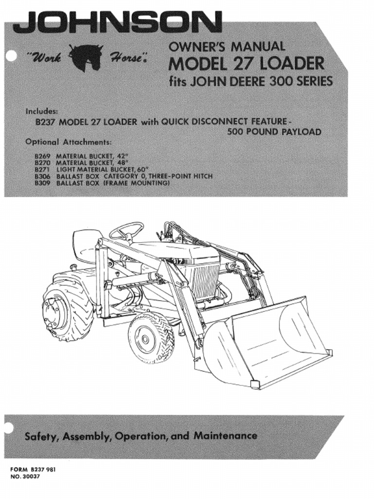 Johnson Products Model 27 Loader For JD300 Series | PDF