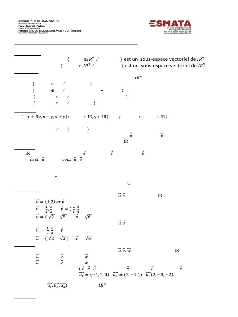 Exercices sur les espaces vectoriels | PDF | Coordonnées cartésiennes ...