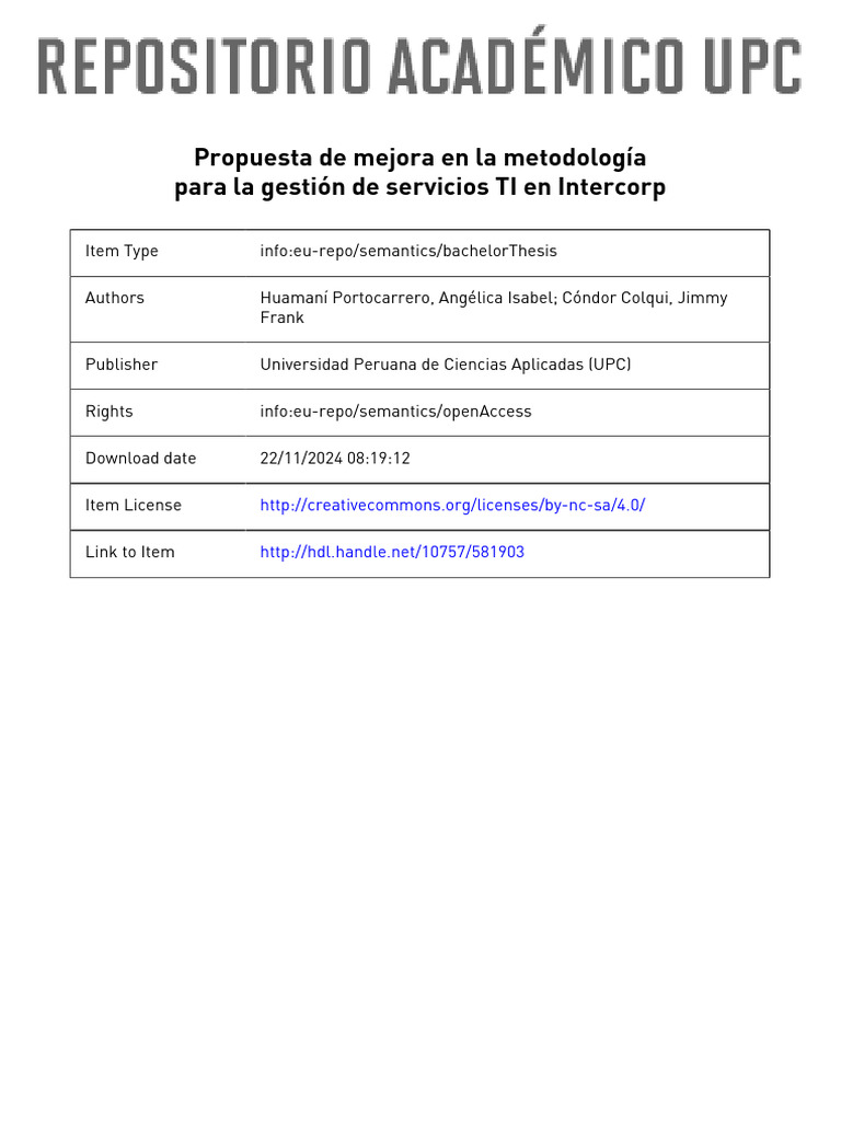 Propuesta de Mejora en La Metodología | PDF | Itil | Procesos de negocio