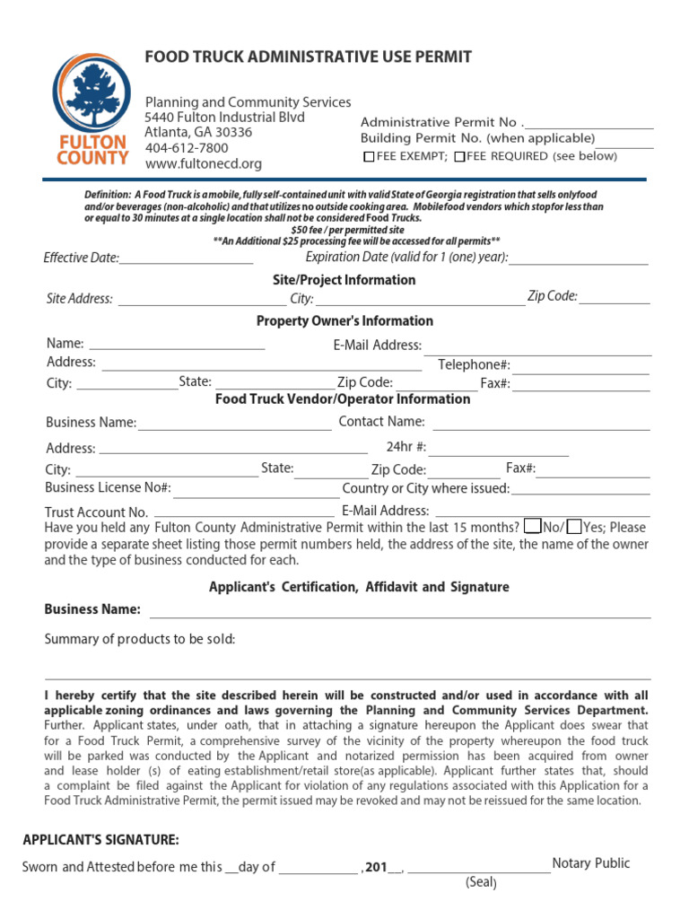 Food Truck Administrative Permit Guide | PDF | Notary Public | Affidavit