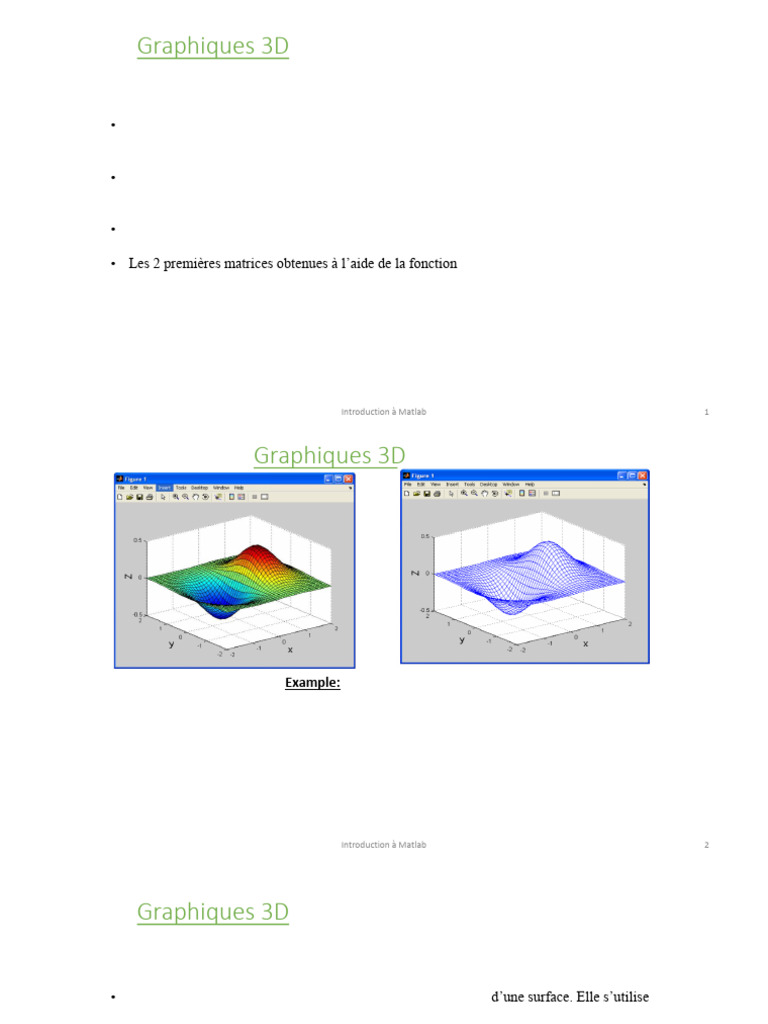 Introduction aux Graphiques 3D avec Matlab | PDF | Matrice (Mathématiques)