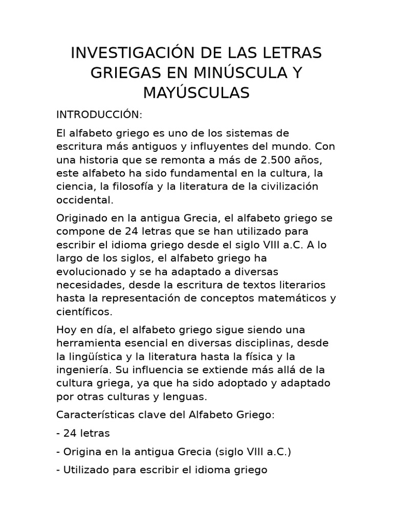 Letras del Alfabeto Griego: Usos y Tipos | PDF | Alfabeto griego | Colación