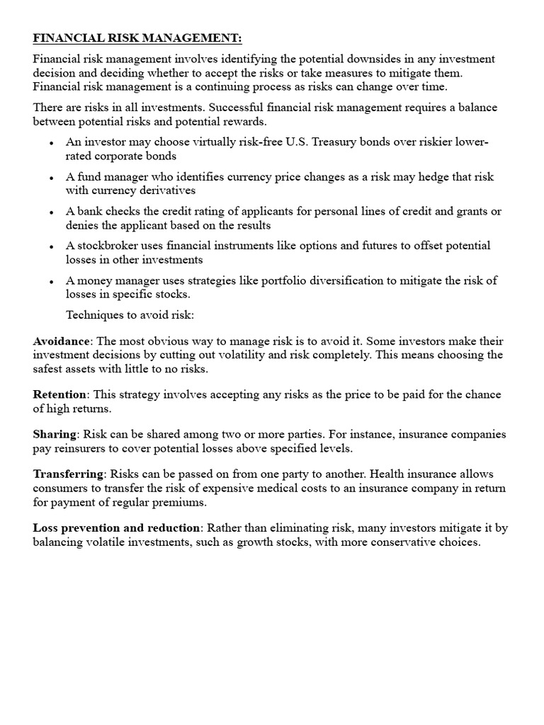 Managing Risks in Financial Projections | PDF | Financial Risk | Investing