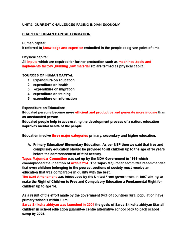 Human Capital Formation | PDF | Cost Of Living | Human Capital