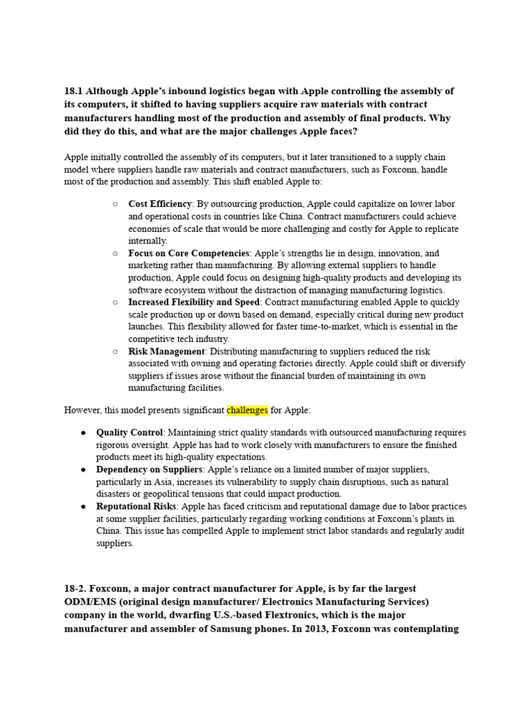 Apple's Supply Chain Challenges Explained | PDF | Supply Chain | Apple Inc.