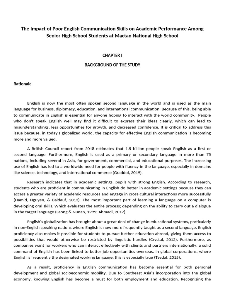 Effects of Poor English on Students' Performance | PDF | English ...