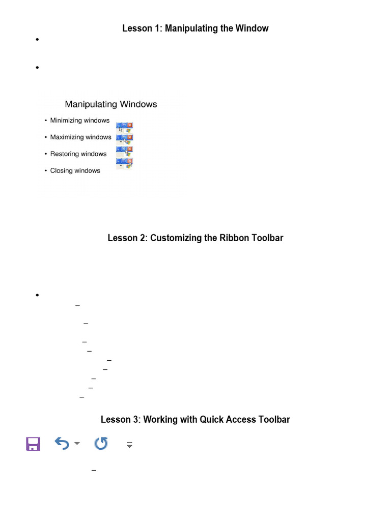 Computer Lessons: GUI Basics PDF | PDF | Window (Computing) | Button ...