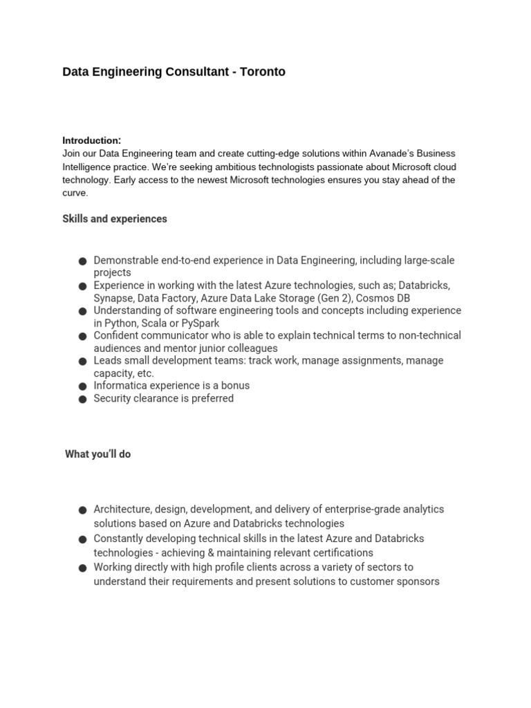 Data Engineering Consultant at Avanade | PDF