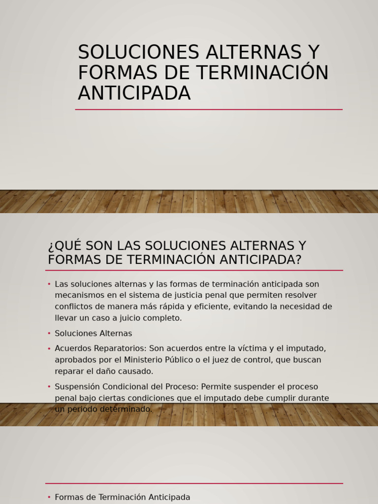 Soluciones Alternas y Formas de Terminación Anticipada | PDF