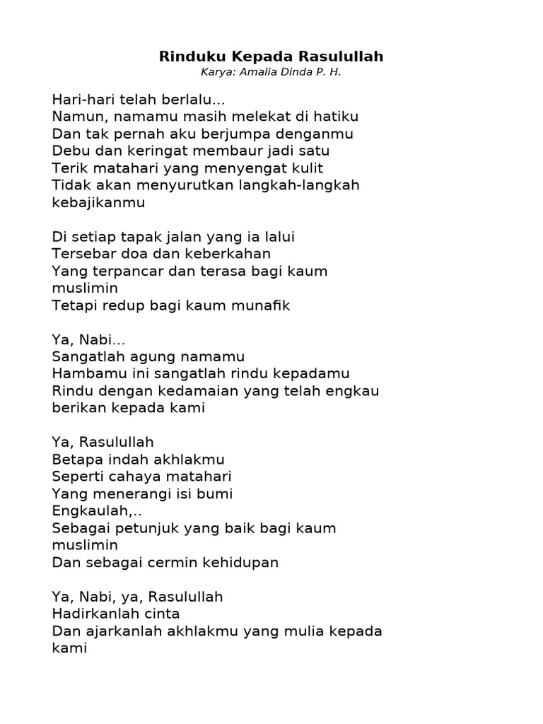 Rindu kepada Rasulullah: Sebuah Puisi | PDF