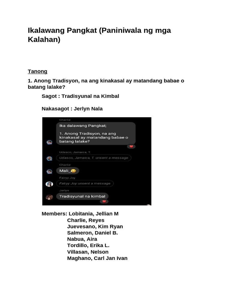 Ikalawang Pangkat Paniniwala NG Kalahan | PDF