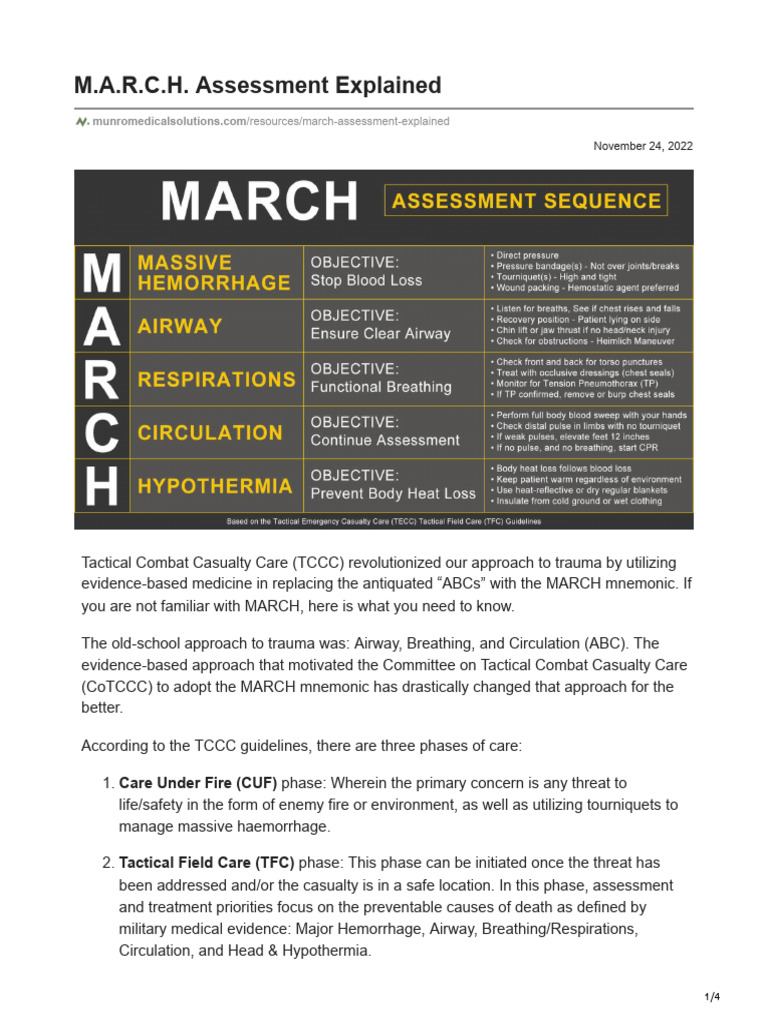 MARCH Trauma Assessment Overview | PDF | Health Care | Diseases And ...