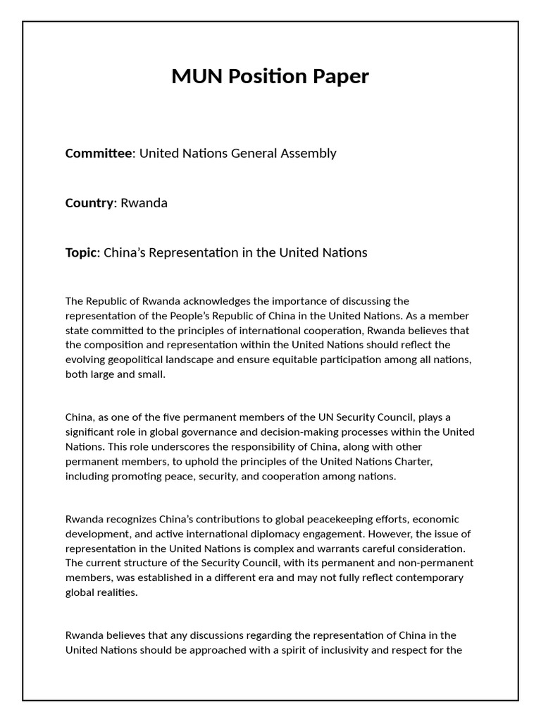 Rwanda's View on China's UN Role | PDF | United Nations | International ...