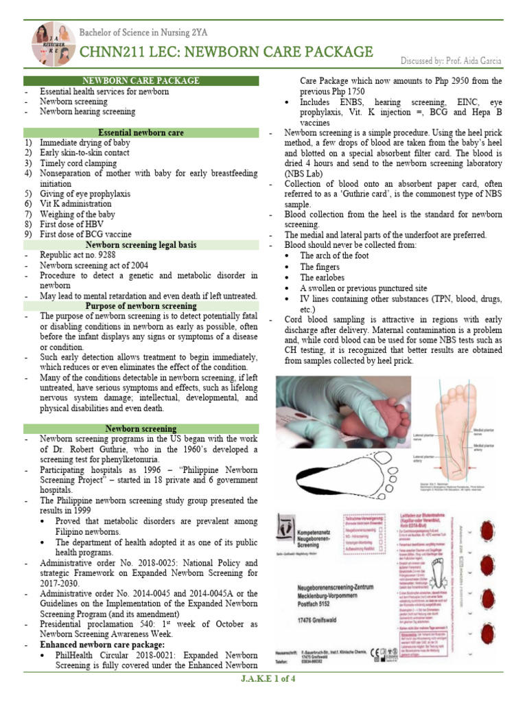 WK11 - Newborn Care Package | PDF | Clinical Medicine | Medical Specialties