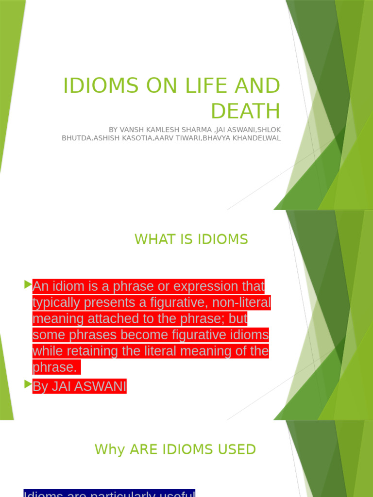 Life and Death Idioms Explained | PDF | Idiom