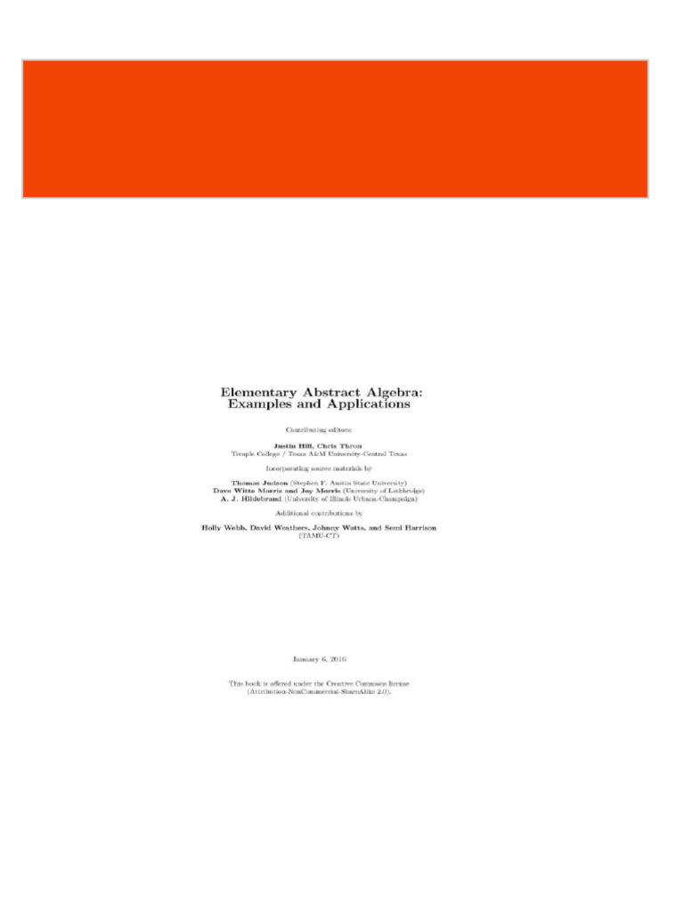 Elementary abstract algebra examples and applications Hill 2024 Scribd