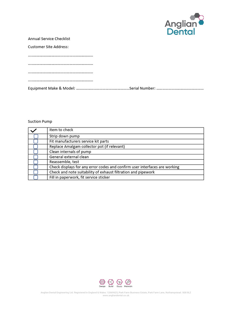 Annual Service Checklist Suction Pump | PDF | Business