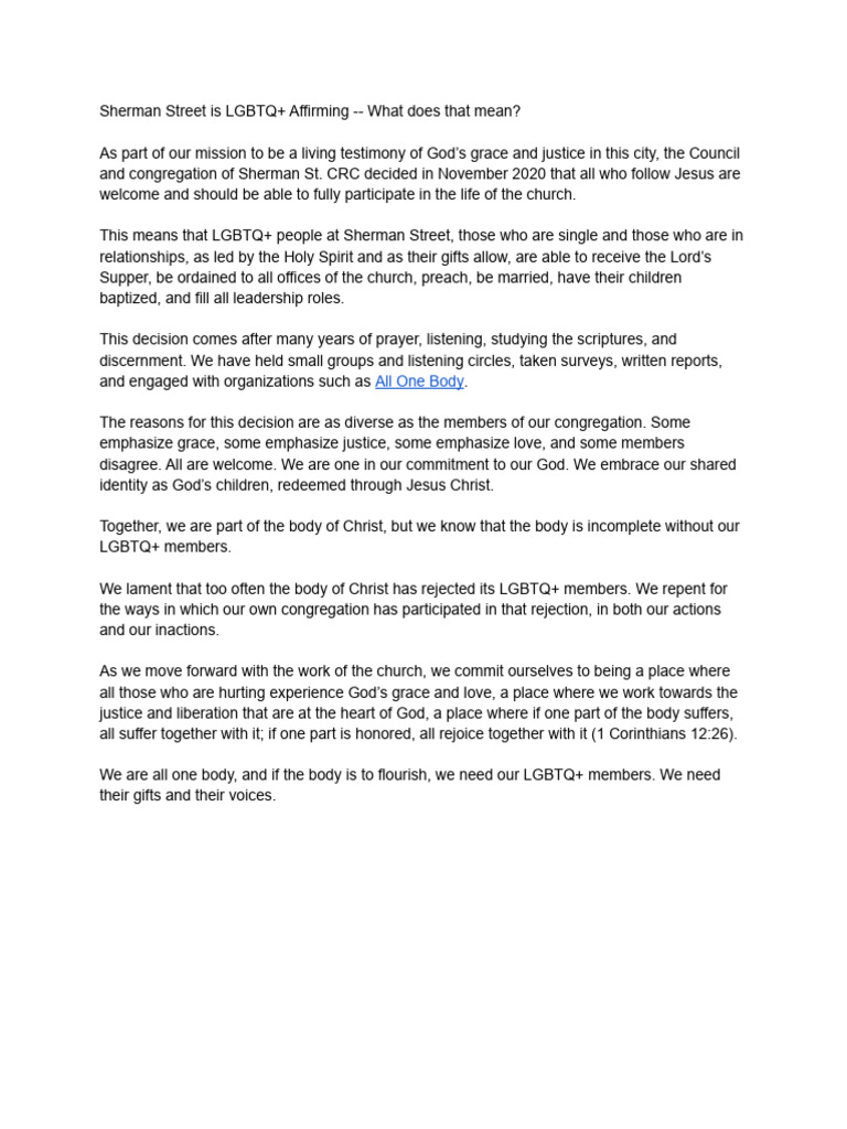 Full LGBTQ Inclusion Statement Draft Language | PDF
