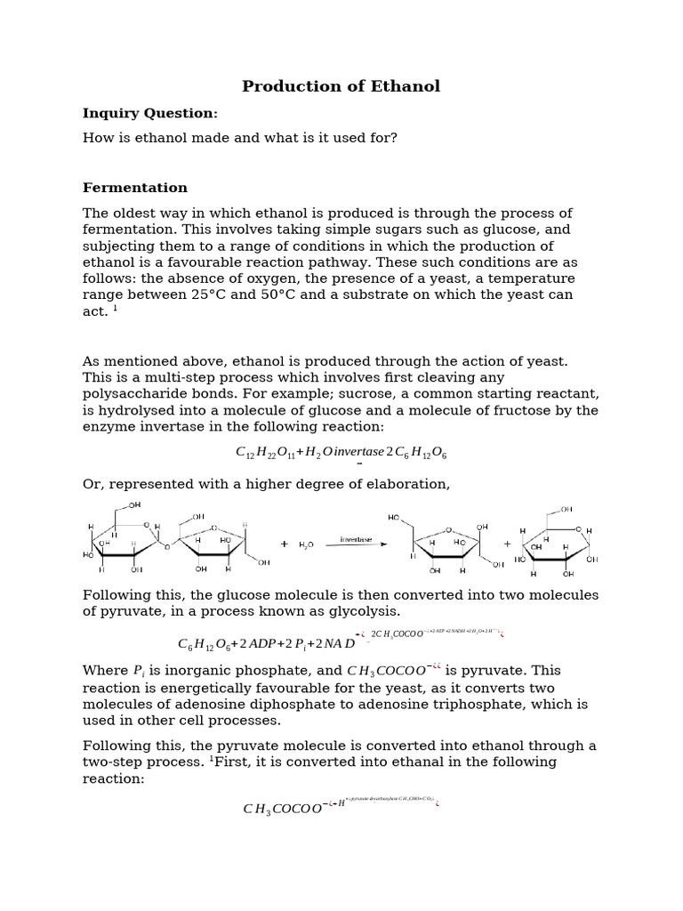 Part B - Production of Ethanol (Synthetic and Organic) | PDF | Ethanol ...